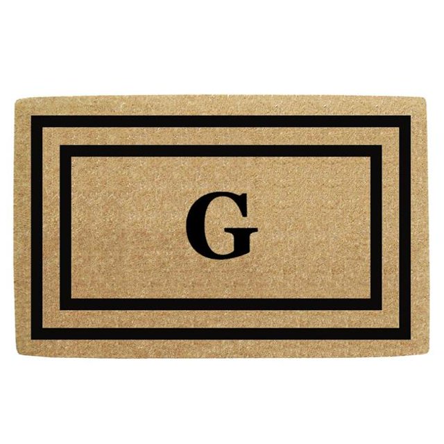Nedia Home O2044G 22 x 36 Po Mince Double Cadre Photo Résistant Tapis de Porte de Coco & 44; Monogramme G - Noir