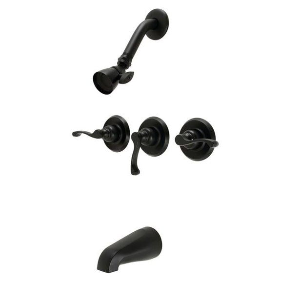 Royal Three-Handle Tub & Shower Faucet, Matte Black