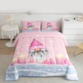 thumbnail image 3 of Homewish Girly Pink Gnome Bedding Comforter Set for Teens, Winter Xmas Snowflake Twin Comforter Sets, Dreamy Christmas Theme Reversible Bedding Set, Breathable Home Decor, 2pcs, 3 of 9