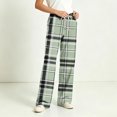 thumbnail image 5 of Hvogkswy Women Plaid Pajama Pants Loose Straight Wide Leg Lounge Pants Drawstring Elastic Waist Home Pajama Bottoms with Pockets, 5 of 7