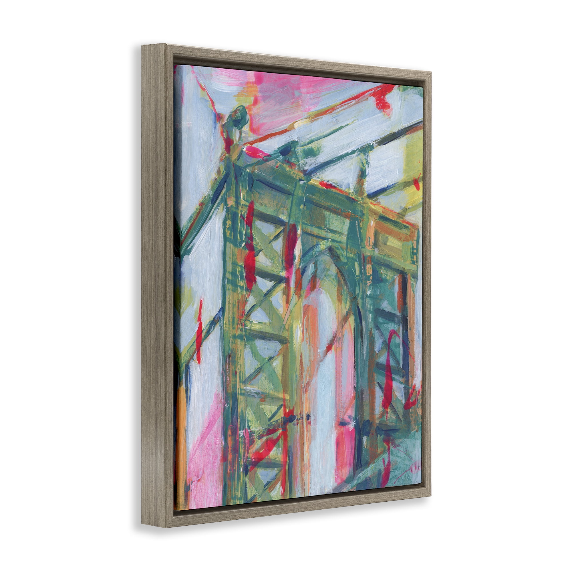 Stupell Industries Bridge Arch Abstraction Buildings & Architecture Painting Brown Floater Framed Canvas Art Print Wall Art, 17 x 21