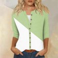thumbnail image 2 of Fouhkni 3/4 Sleeves Shirts for Women Dressy Casual Button down Blouses Color Block Fall Outwear Coat, 2 of 5