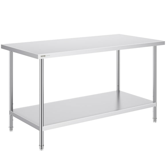 VEVOR Stainless Steel Work Prep Table Commercial Worktable Food Prep 30x60x34in