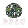 thumbnail image 5 of Kdxio Fun Panda Playing With Bamboo Leaves Print Shower Cap for Women,Elastic and Reusable,Double Waterproof Layers Bathing Hat, 5 of 6