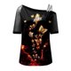 thumbnail image 4 of Blusa casual para mujer Camiseta estampada Malla Fuera del hombro Patchwork Manga corta Tops Pompotops  hkajfhjk473691, 4 of 5