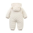 thumbnail image 3 of NIEWTR Baby Romper Jumpsuit Long Sleeve Thick Warm Climbing jumpsuit Outfit Fall Winter Onesie Outwear (C,Beige), 3 of 9