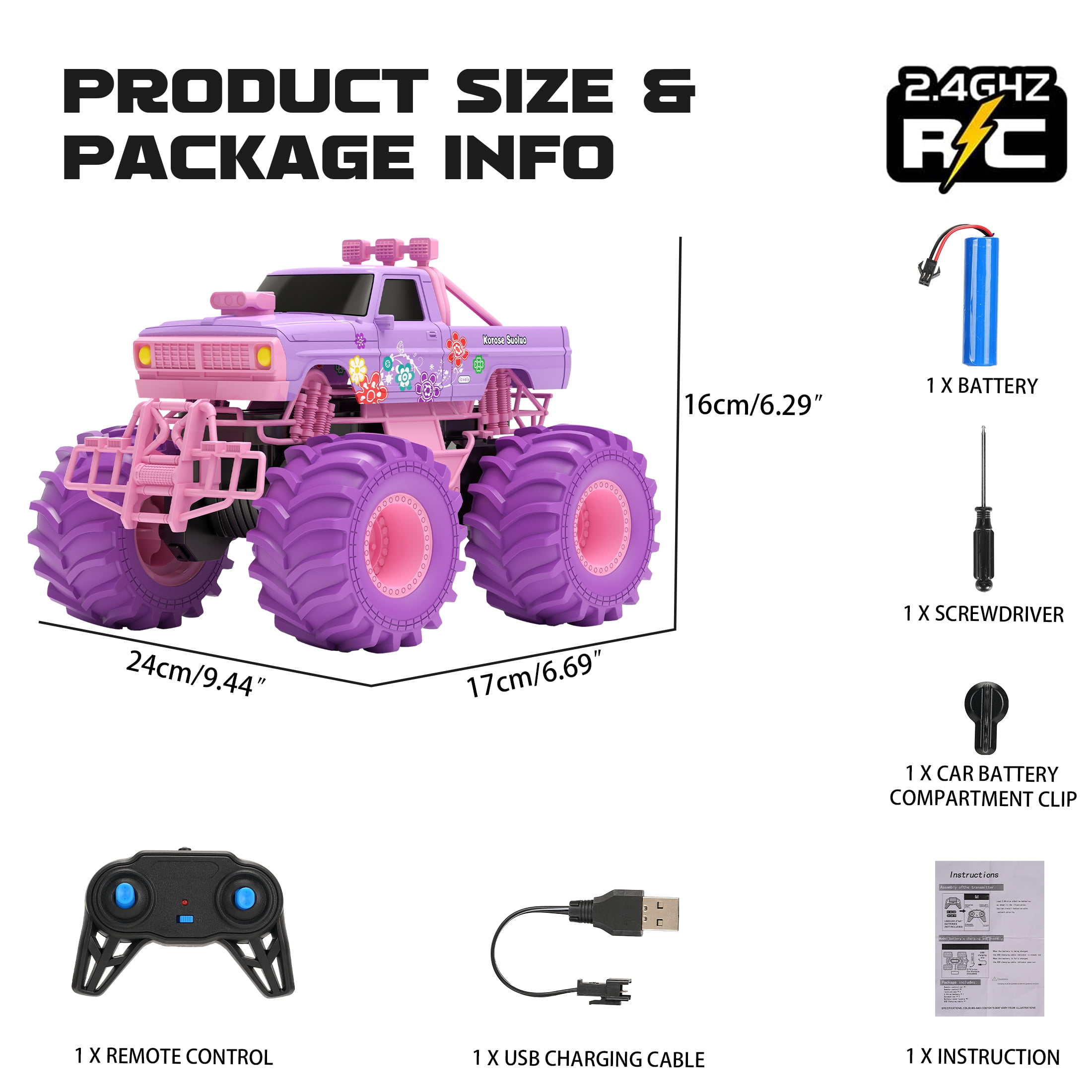 Amphibious Remote Control Car 2.4GHz 1:16 All Terrain Waterproof RC Monster Truck Kids Pool Toys