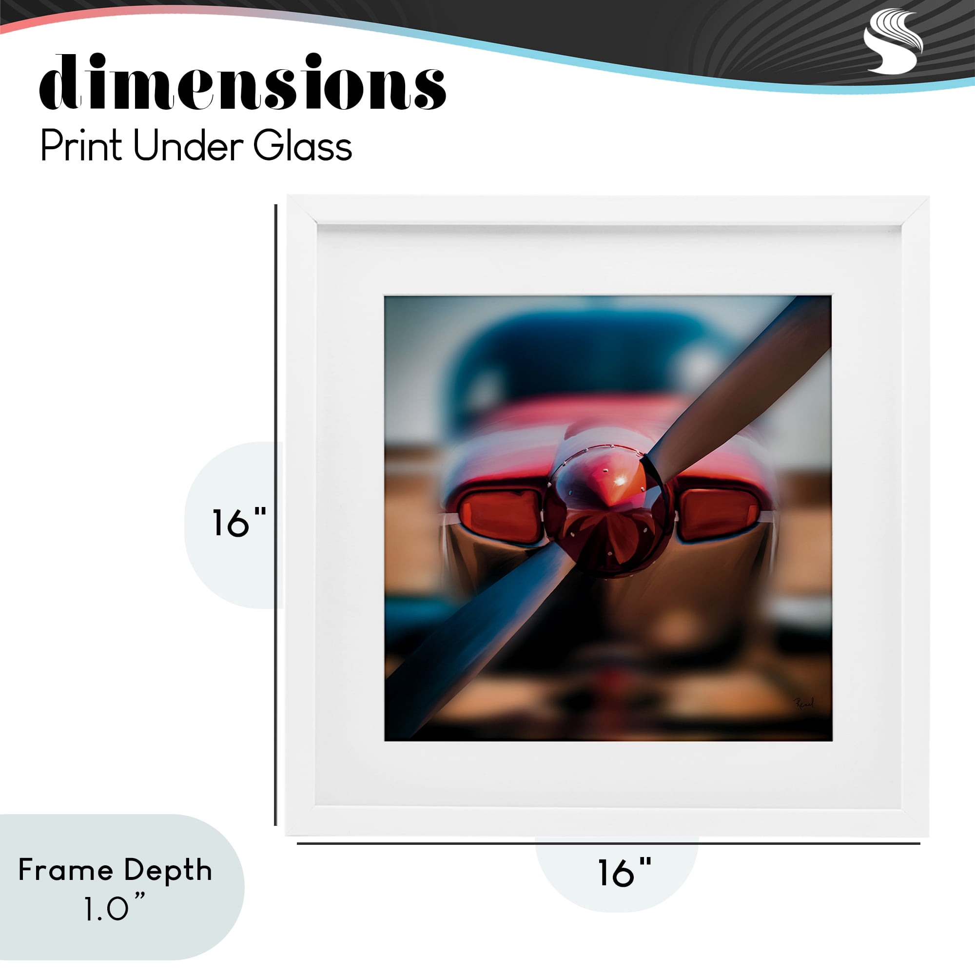 Stupell Industries Red Aircraft Propeller White Framed Print Under Glass, design by Renel Peters