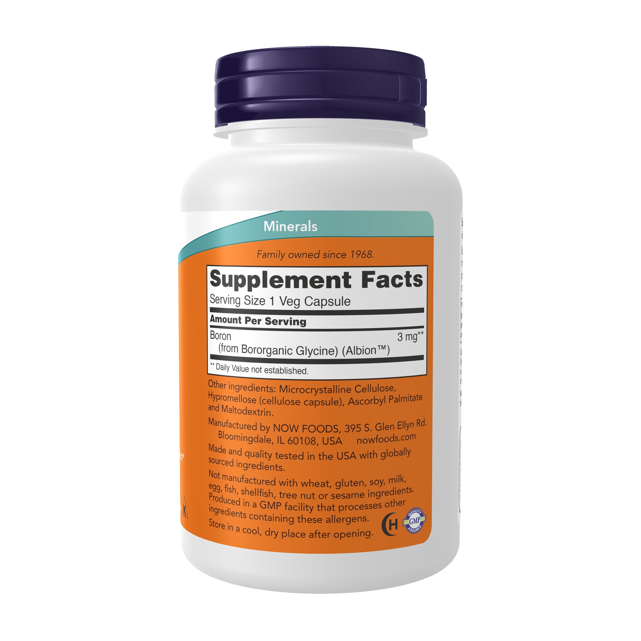 NOW Supplements, Boron 3 mg (Bororganic Glycine), Structural Support*, 250 Veg Capsules