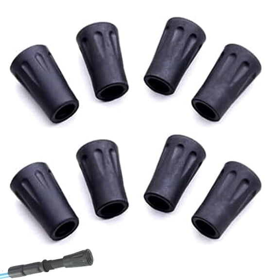 Universal Fit Trekking Poles, Heavy Duty Rubber Shock Absorbing Tips For Rocky Surfaces Gravel With Extra Cushion(8 pcs)