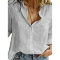 thumbnail image 2 of hirigin Women's Long Sleeve Shirts, Casual Loose Button-Down Turndown Collar Tops, Office Lady Outwear Top Cloth, 2 of 4