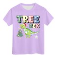 thumbnail image 5 of Staki Print Christmas Shirt Christmas Shirts for Girl Christmas Tree Printed Short Sleeve Costumes Crewneck Casual Pattern T-Shirt(Light Purple,2-3 Years), 5 of 5