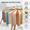 thumbnail image 4 of Colorful Boho Farmhouse Tablecloth Round 60 In Cream Vintage Sun Rainbow Stripes Rustic Bohemian Washable Wrinkle Stain-Resistant Table Cloth Polyester Table Cover for Kitchen Dinning Parties Holiday, 4 of 6