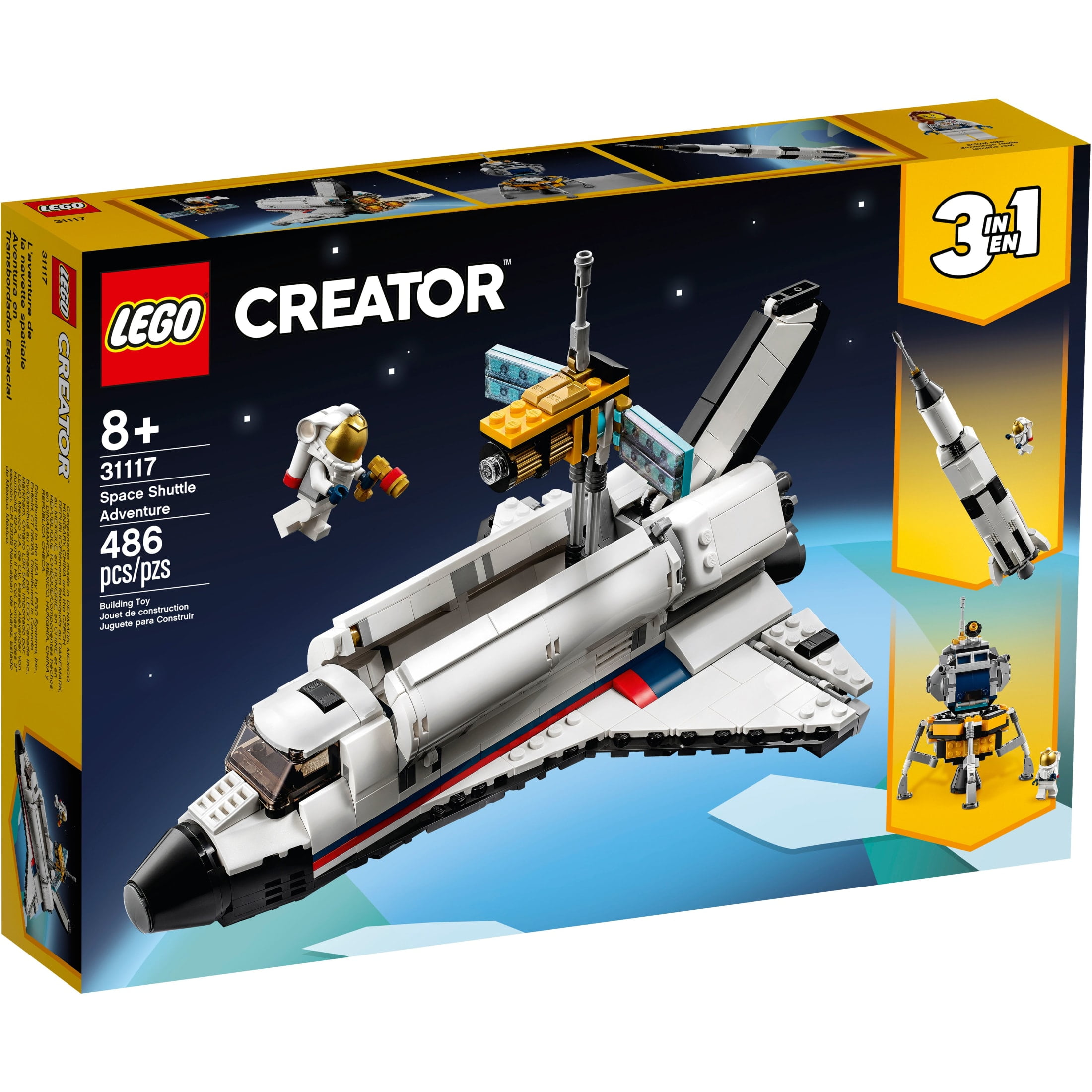 LEGO Creator 3in1 Space Shuttle Adventure Building Kit - Cool Toys for Kids Who Love Space & Rockets - 31117