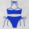 thumbnail image 3 of Bathing Suit for Women Halter Ring Linked Tie Side Bikini Sets Two Piece Swimsuit (Royal Blue,M), 3 of 6