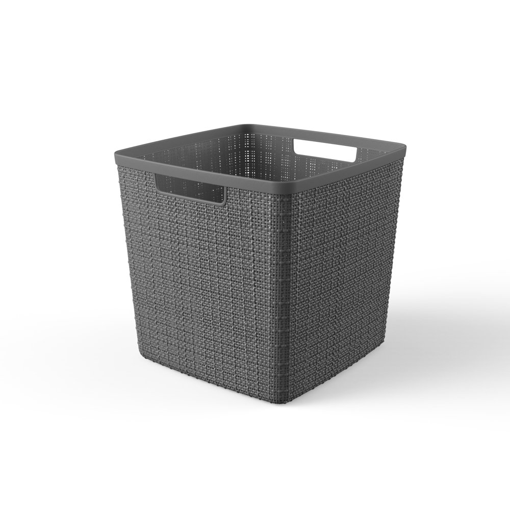 Curver Jute Cube, Resin Storage Basket, Grey