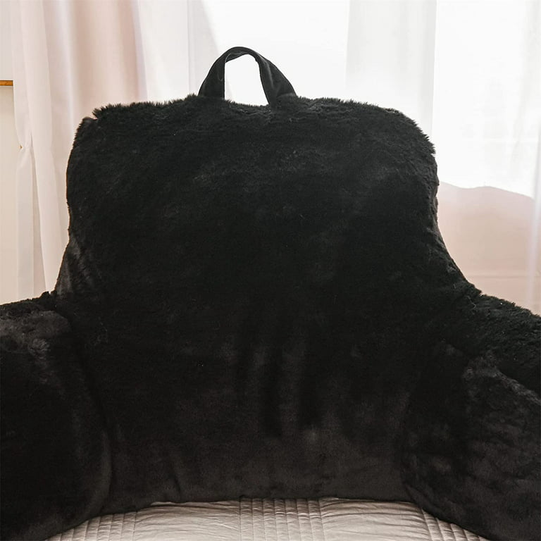 A Nice Night Faux Fur Reading Pillow Bed Wedge Large Adult Children  Backrest with Arms Back Support for Sitting Up in Bed/Couch for