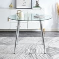 thumbnail image 2 of Tcbosik 38.6" Round Glass Table with Metal Legs, Modern Kitchen Table for 2-4 Person, Minimalist Bistro Table for Living Room, Easy Assembly, Silver, 2 of 9