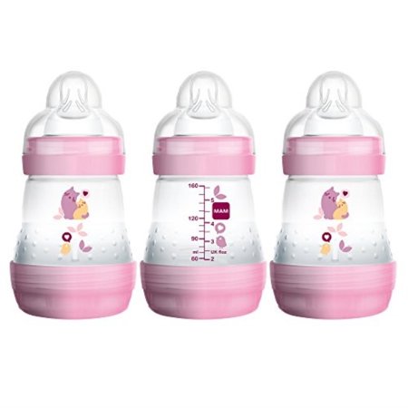 MAM Baby Bottles for Breastfed Babies, MAM Bottles Anti Colic, Girl, \"Time
