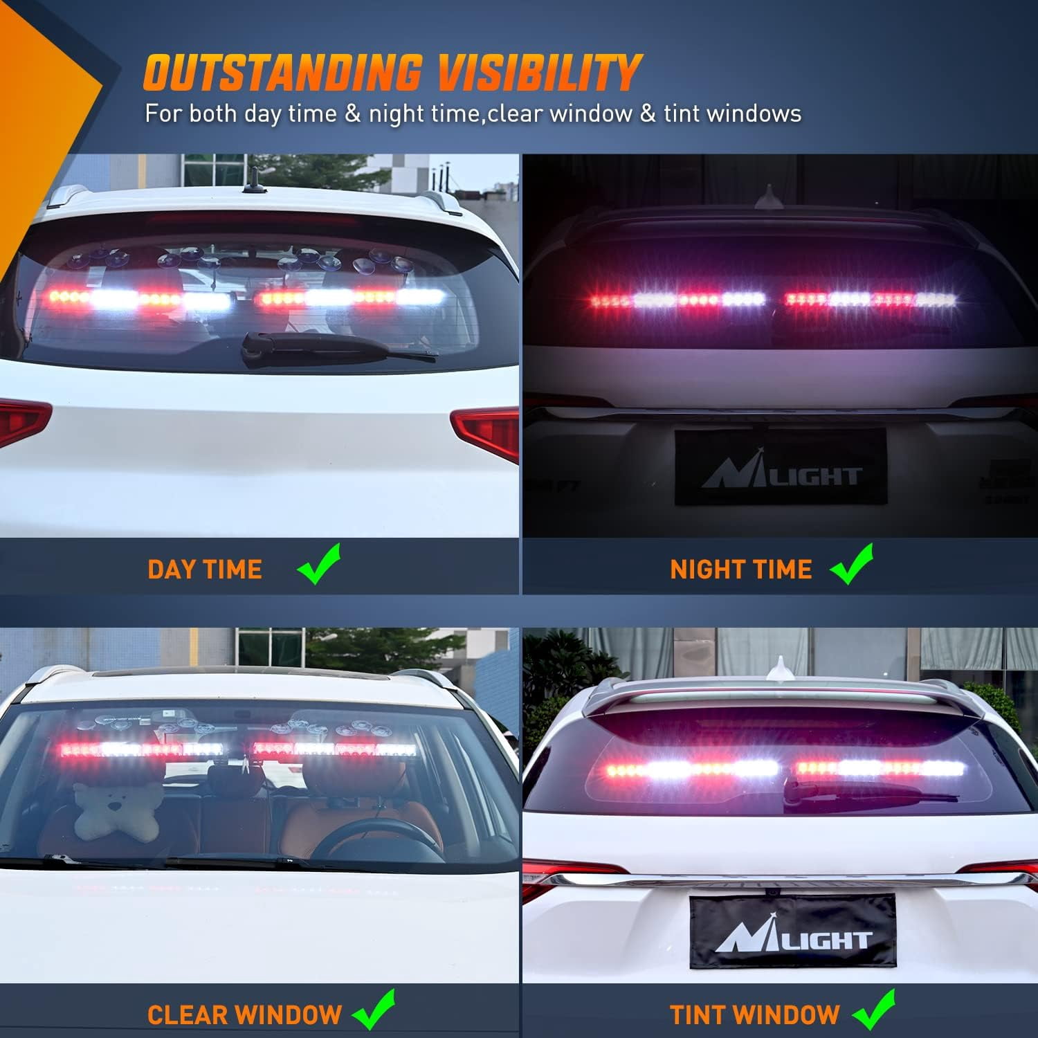 Nilight 17" LED Directional Light Bar, 32 LEDs, 2-in-1 Design with 23 Lighting Modes, 12V Vehicle Power Plug, Universal Fit for Trucks and Utility Vehicles