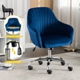 thumbnail image 5 of Modern Velvet Accent Chair with Adjustable Height,Leisure Swivel Chair with 5 Wheels,Office Armchair for Living Room Bedroom,Dark Blue, 5 of 8