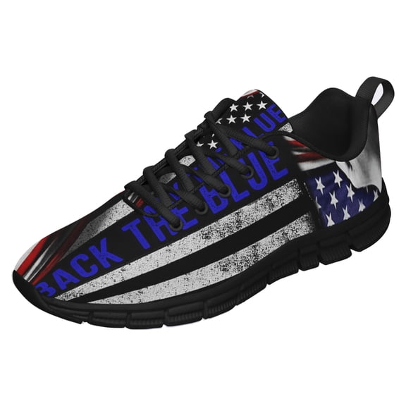 Back The Blue American Flag Us Running Shoes Sneakers Mesh Black Size 3.5