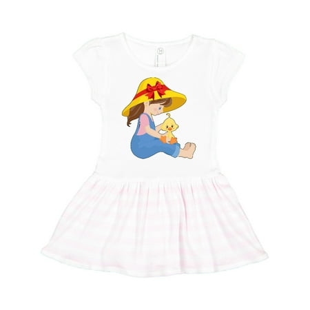 

Inktastic Farming Girl with Baby Chick Gift Toddler Girl Dress