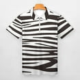 thumbnail image 3 of Animal Black And White Zebra Pattern Men Zipper T-shirt Summer Casual Short Sleeve T-shirt Top, 3 of 7