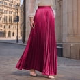 thumbnail image 2 of QATAINLAV Pleated Skirts for Women Elastic High Waisted Boho Maxi Long Skirt Casual A Line Swing Skirts Holiday Outfits Purple M, 2 of 6