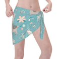 thumbnail image 2 of Wukai Teal Mama Llama Women’s Short Sarongs Beach Wrap Bikini Bottom Short Skirt Chiffon Scarf for Swimwear, 2 of 4