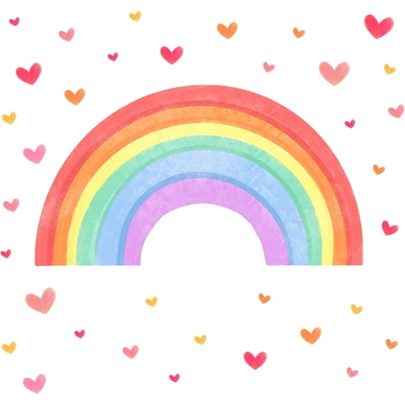 Large Rainbow Wall Decals Colorful Love Hearts Wall Sticker Rainbow Wall Art Removable PVC Decal for Kids Room Nursery Classroom Bedroom Decor Colorful