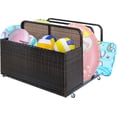 thumbnail image 2 of Double Layer Poolside Float Storage - PE Rattan Outdoor Caddy with Generous Space, Weather-Resistant, Mobile Design, Versatile Use, and Sturdy Construction, Brown, 2 of 7
