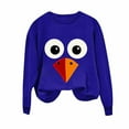 thumbnail image 2 of Womens Tops Plus Size Hoodless Turkey Printed Round Neck Long Sleeve Sweatshirts Blue S, 2 of 3