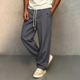 thumbnail image 4 of Men's Elastic Waist Golf Pants, Business Casual Relaxed Fit Straight Leg Trousers, Drawstring Chino Pants for office & Golf Big and Tall Size S-3XL Dark Gray, 4 of 6