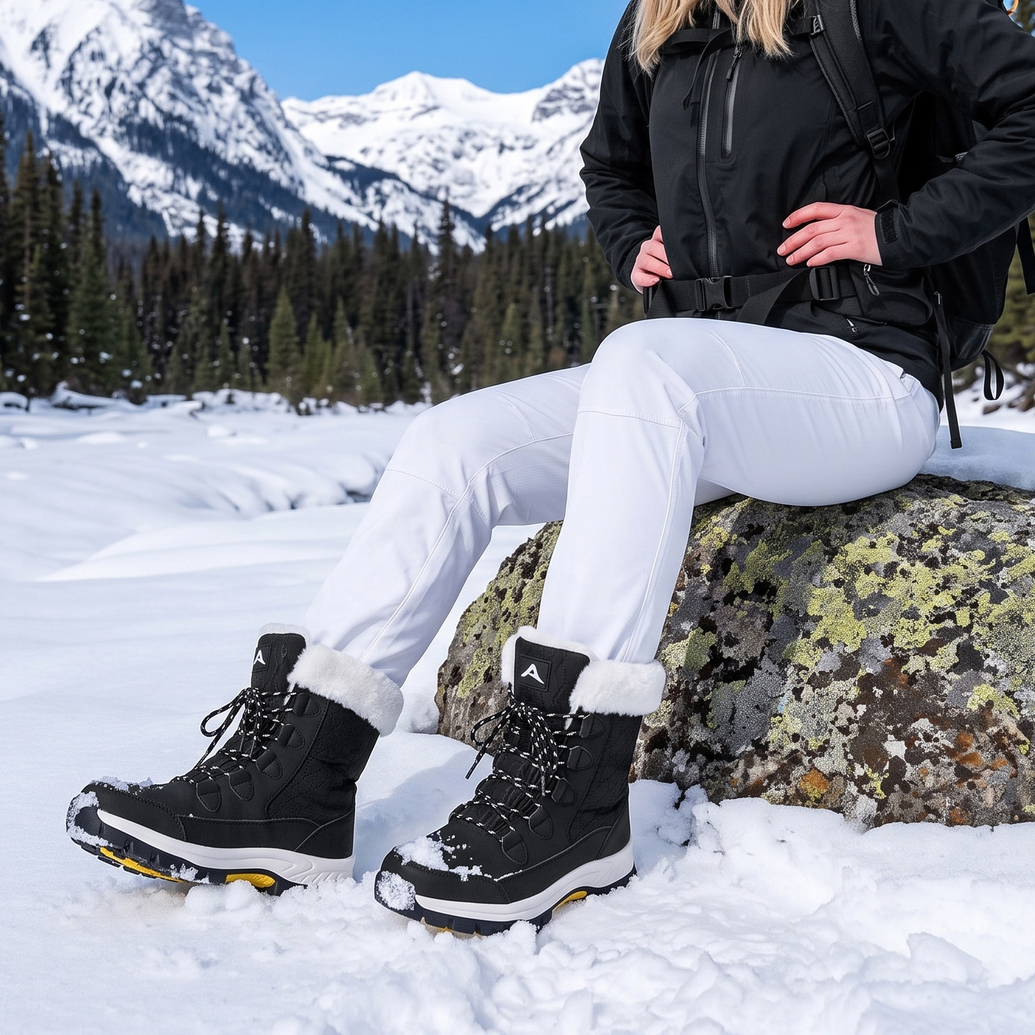 Ecetana Women's Winter Snow Boot, Black photo 6