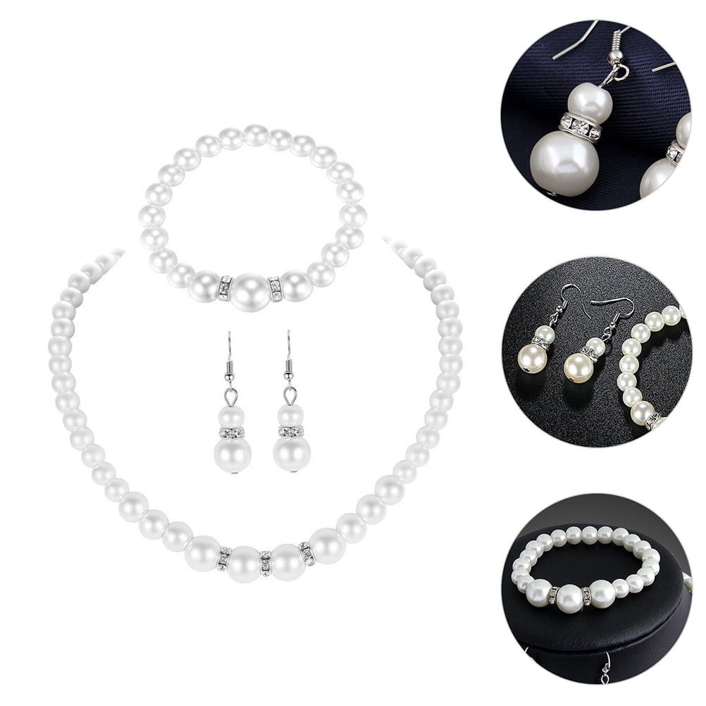 Set De Bijoux De Mariée Perles Ivoire – Collier Et Boucles D’oreilles – Style élégant Et Romantique