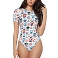 thumbnail image 1 of Fotbe Nautical And Pirate Owls Body de Mujer con Cuello Redondo y Mangas Cortas, Sin Mangas Ajustado, Suave, Cómodo y Básico-X-Large, 1 of 7