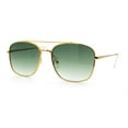 thumbnail image 5 of Mens Classic Double Bridge Rectangular Metal Rim Mobster Sunglasses Gold - Green, 5 of 7