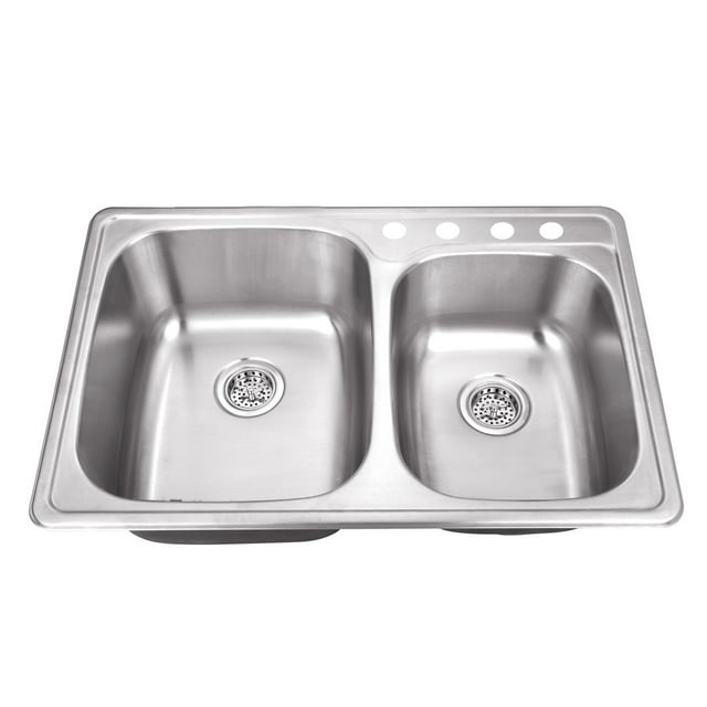 Drop-In 33-1/8 in. 60/40 Bowl 20 Ga. Stainless Steel Kitchen Sink ...