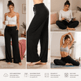 thumbnail image 4 of SOMER Women Pajama Pants Wide Leg Comfy Casual Lounge Pants Sleep Bottoms Black, 4 of 8