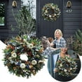 thumbnail image 2 of 14inch Fall Wreath, Eucalyptus Berries Pumpkins Lamb Ears Leaves sunflower Autumn Wreaths for Front Door, Fall Decor, Porch Wall, Home Outdoor Holiday Decorations Wreath for Autumn(C), 2 of 7
