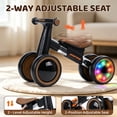 thumbnail image 3 of JoyStone Toddler Balance Bike with Light-Up Wheels, No Pedal Baby Balance Bike with 4 Silent Wheels, Adjustable Seat, First Ride-On Toy for 1 Year Old Boys Girls, Black, 3 of 11