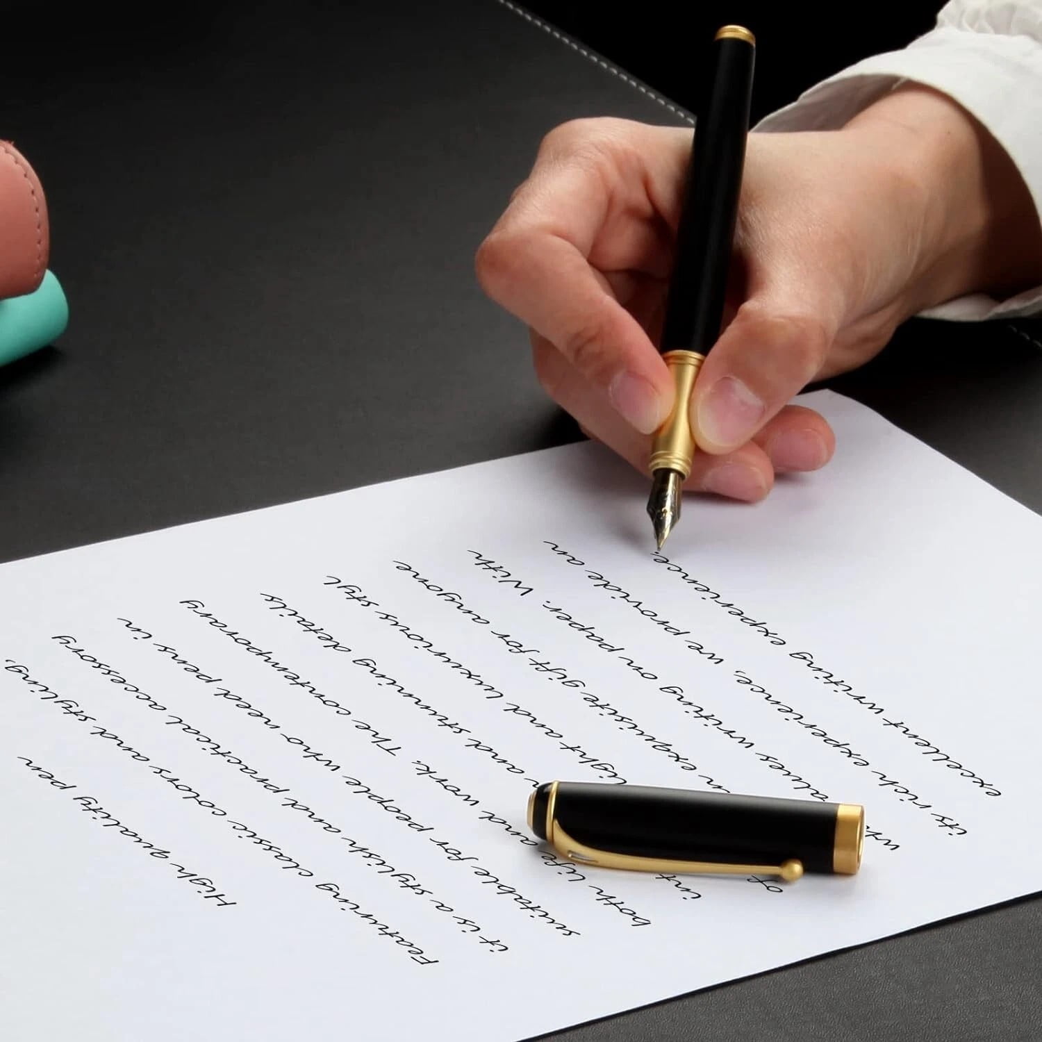 Luxury Fountain Pen FREE Case Business Writing Gift Ink Black