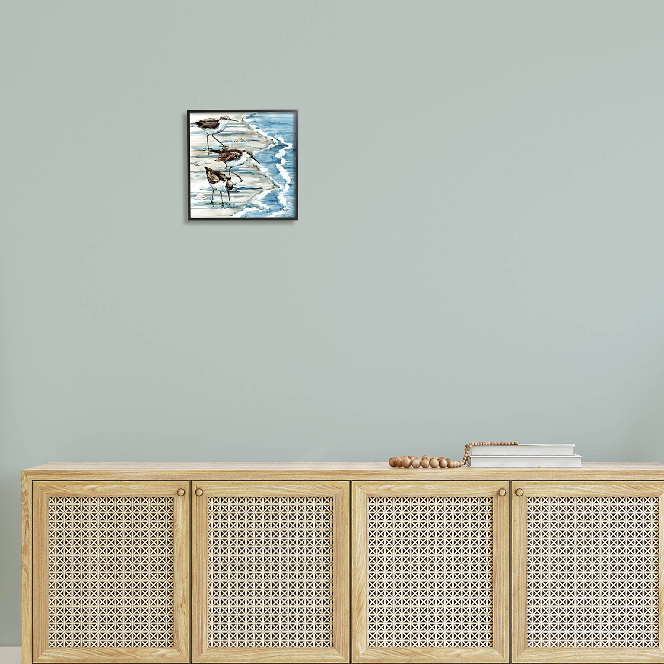 Stupell Industries Rockhampton Sandpipers Beach Ripples Painting Black Framed Art Print Wall Art, Design by Paul Brent