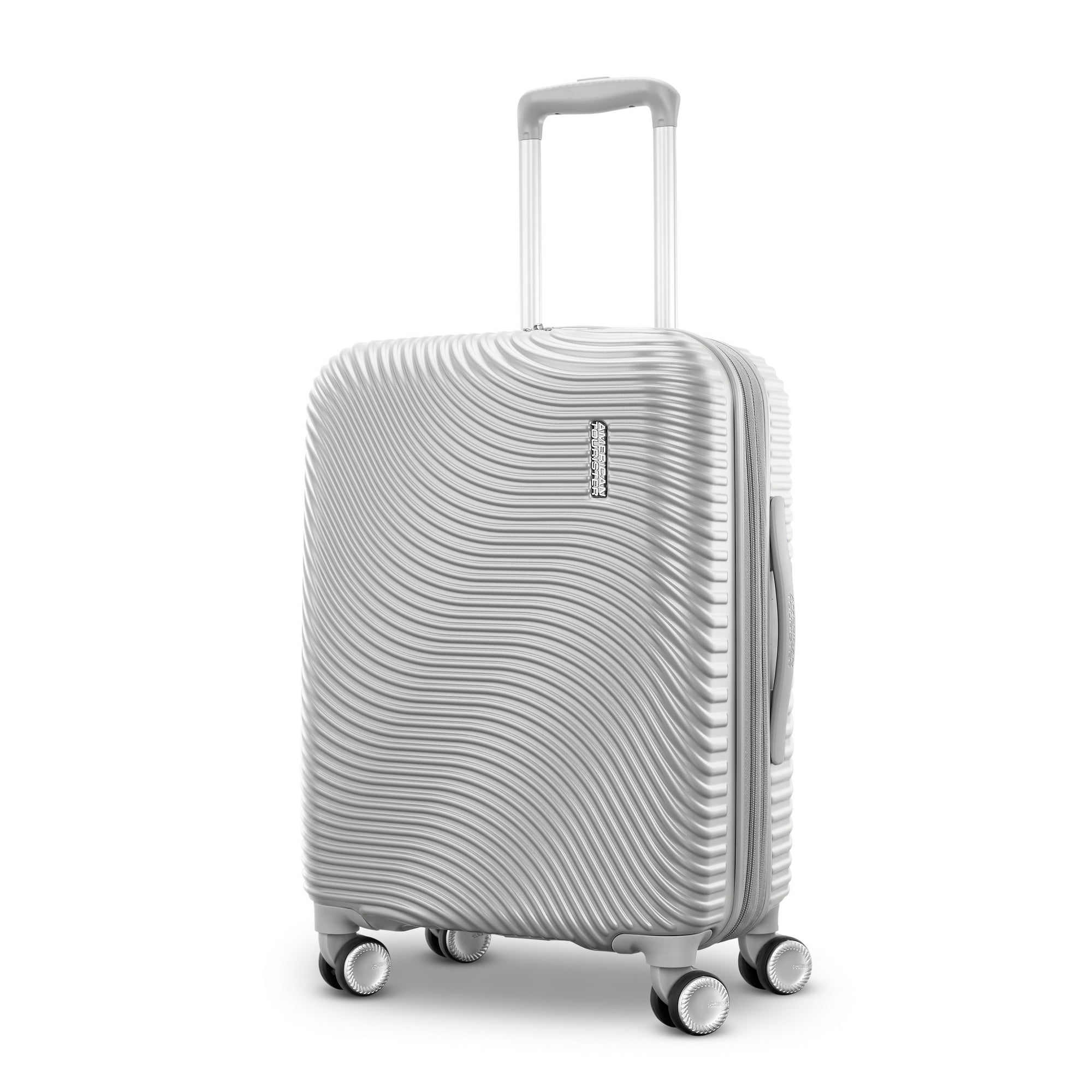 American Tourister Color Waves Carry On Expandable Luggage Suitcase with Spinner Wheels Silver