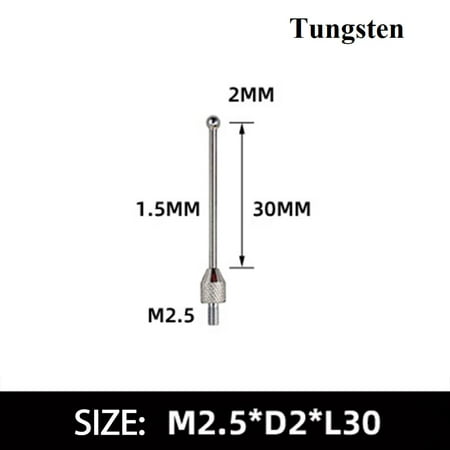 

RANMEI 2mm carbuncle Tungsten Steel Head M2.5 Thread Micrometer Gauge Indicator Probe