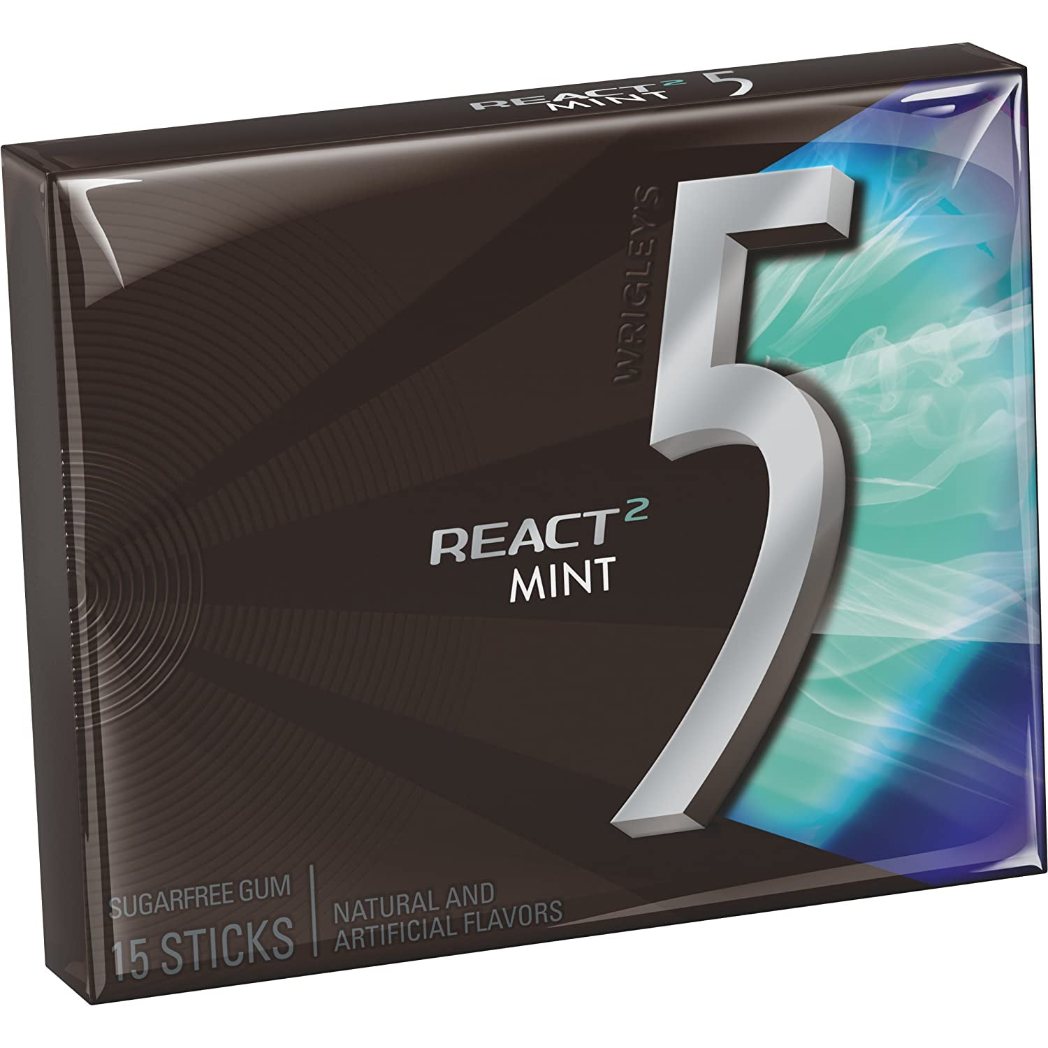 5 Gum React Mint Sugarfree Gum, 10 Packs (150 Pieces Total)