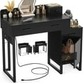 thumbnail image 4 of Homieasy Vanity Desk with 4 Storage Drawers - Modern Makeup Vanity Table with Charging Station, White Vanity Desk with Reversible Cabinet Dressing Table Set with Divided Organizers, Black, 4 of 7