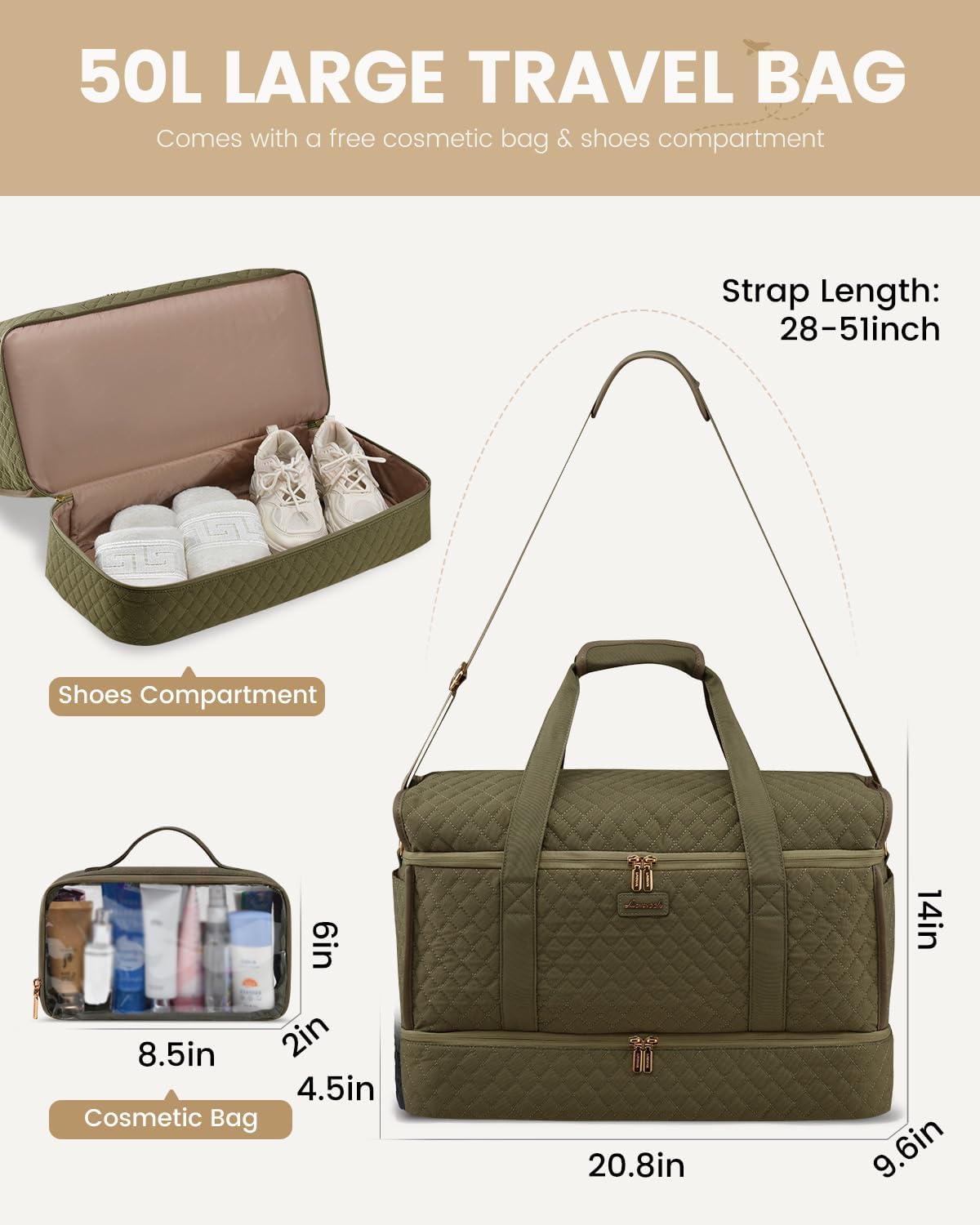 LOVEVOOK Large Travel Duffle Bag, Weekender Bags for Women With Shoe Compartment, Overnight Hospital Bag For Women Labor Delivery, Carry on Bag Personal Item Travel Bag, Yoga Gym Duffel Bag