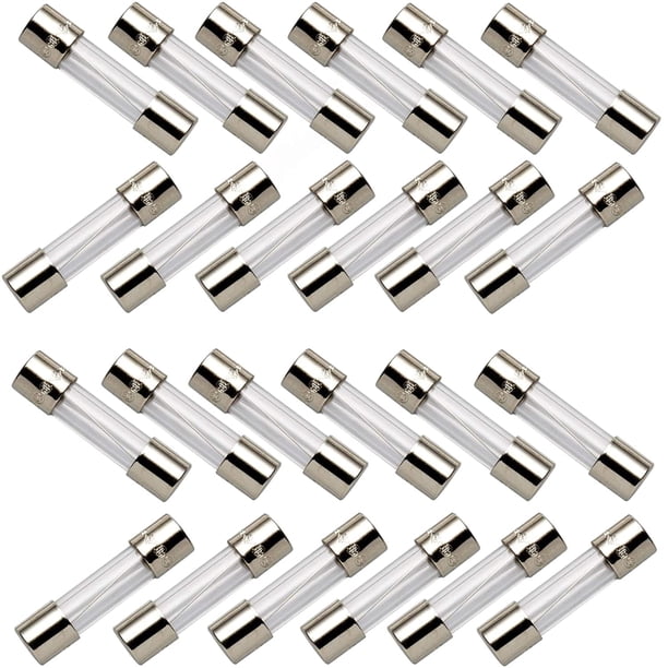 (Paquete de 24) Fusible de 5 A / Fusible de 125 V 5 A máx. / Acción rápida, 0,2 x 0,78 pulgadas / 5 x 20 mm / Fusibles de vidrio pequeños para luces de cadena de exterior, luces navideñas,